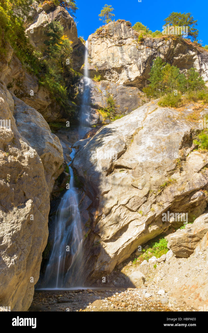 Wasserfall im Himalaya in der Nähe von Namche Bazar Stockfoto