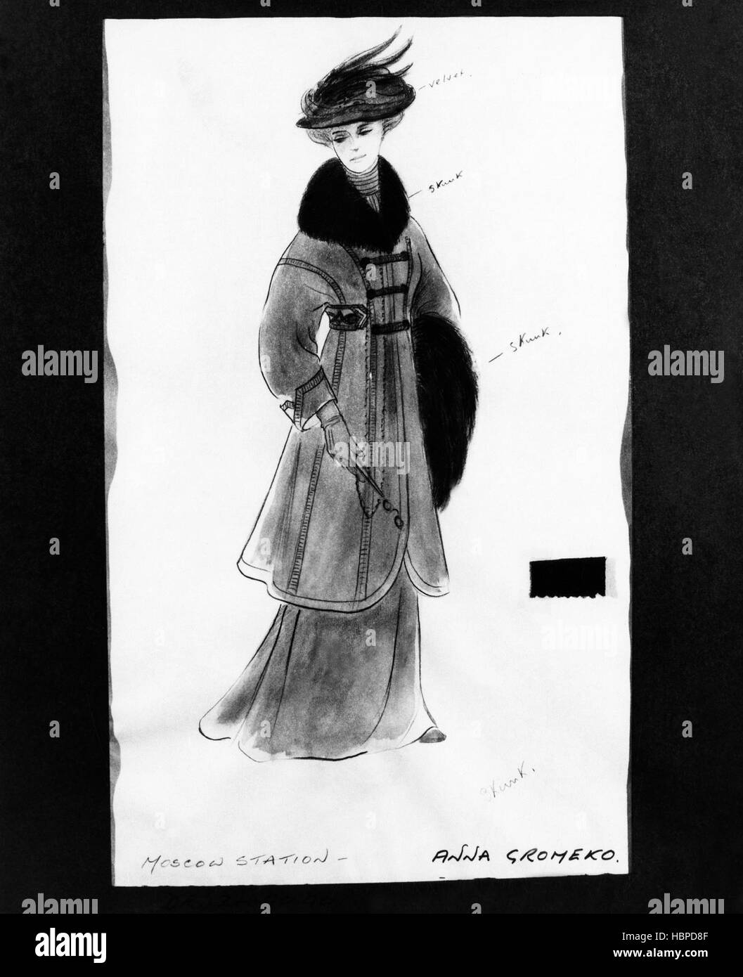 Doktor ZHIVAGO, Kostüm-Design-Skizze, 1965 Stockfoto