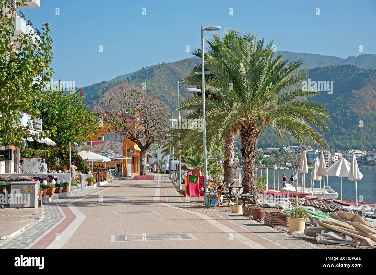 Esplanade Fußgänger Weg, Front, Marmaris, Ägäische Küste, Türkei Stockfoto