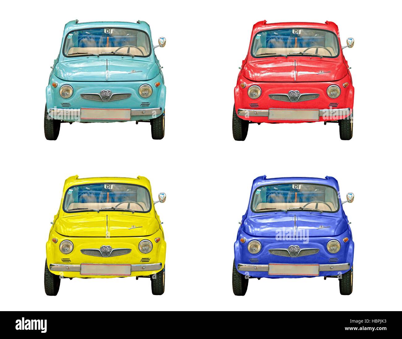 Oldtimer Kleinwagen mit offenem Dach Stockfoto