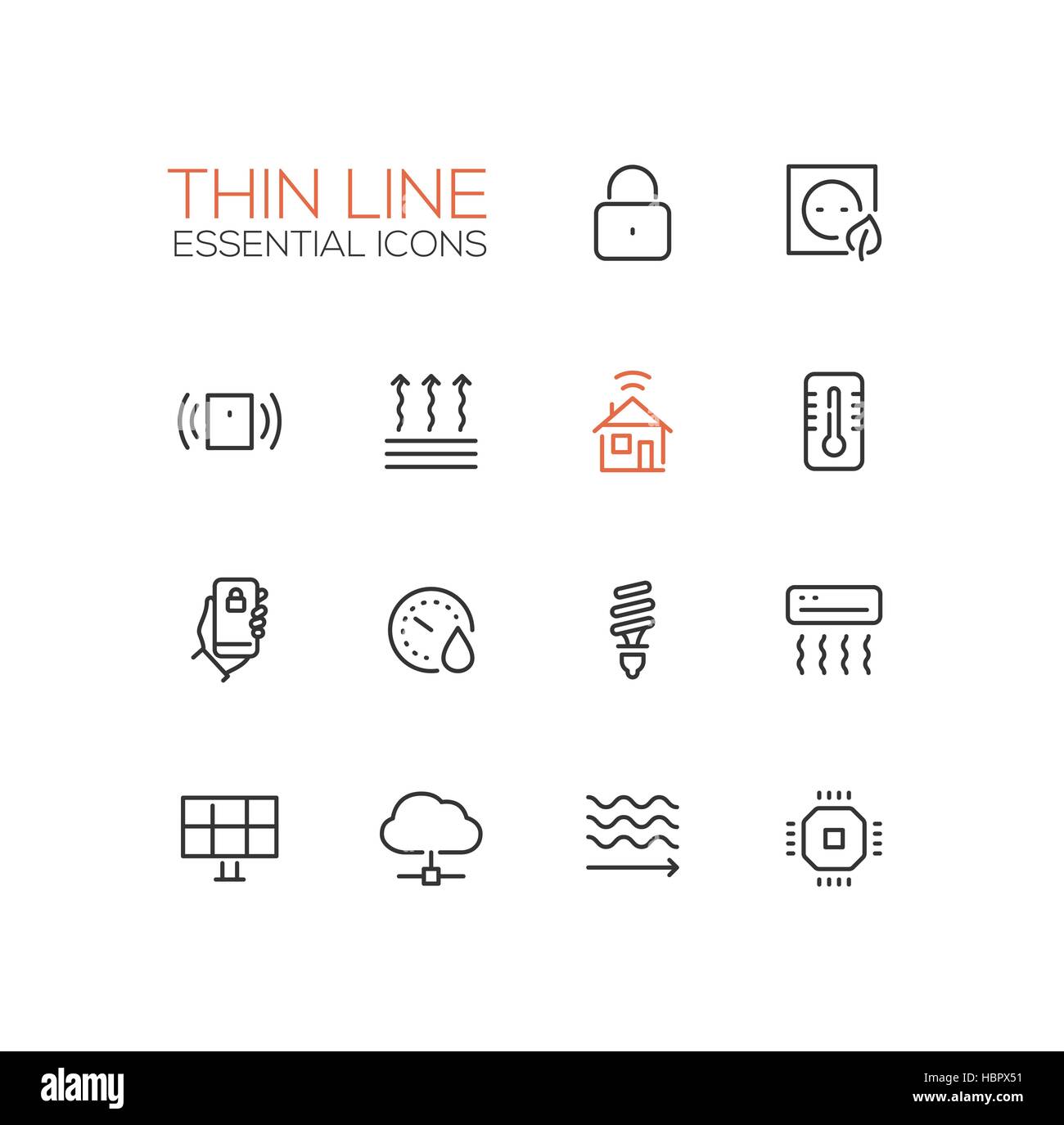 Intelligente Haus - dünne Zeile Icons Set Stock Vektor