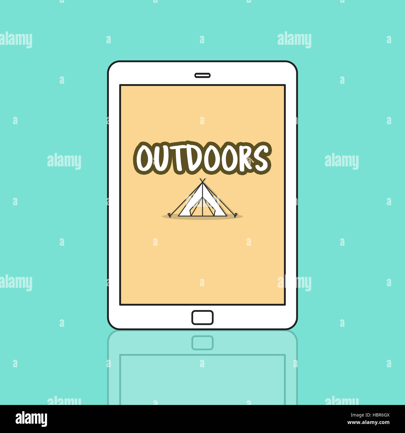 Outdoor Camping Zelt Grafikkonzept Stockfoto