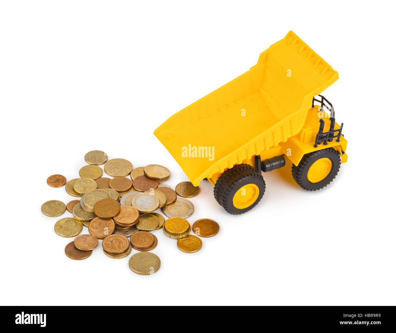 Spielzeug Auto LKW und Geld Münzen Stockfotografie - Alamy
