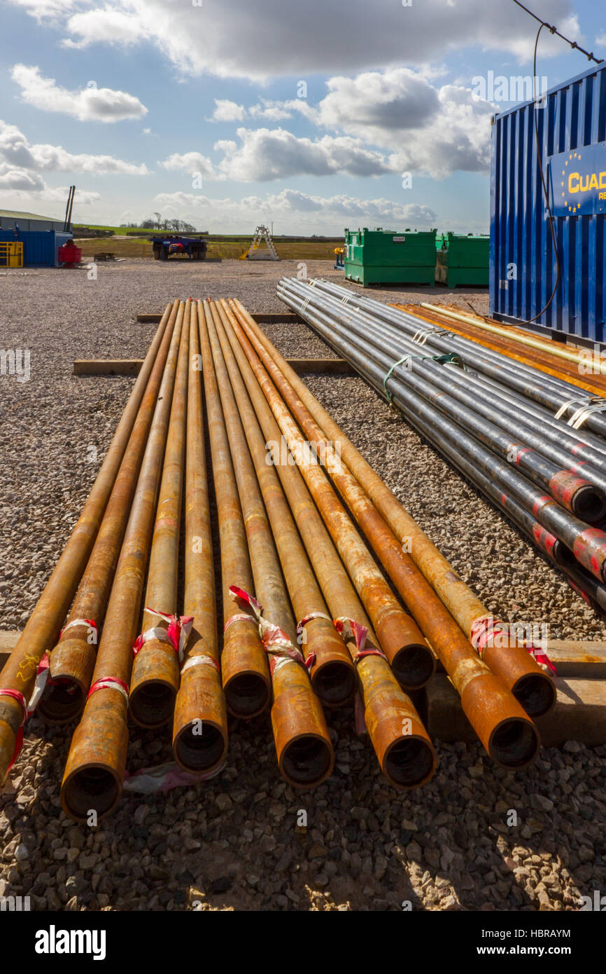 Cuadrilla Resources Bohrgeräte an Presse Halle Shale Gas Drill Site, Blackpool, Lancashire, UK Stockfoto