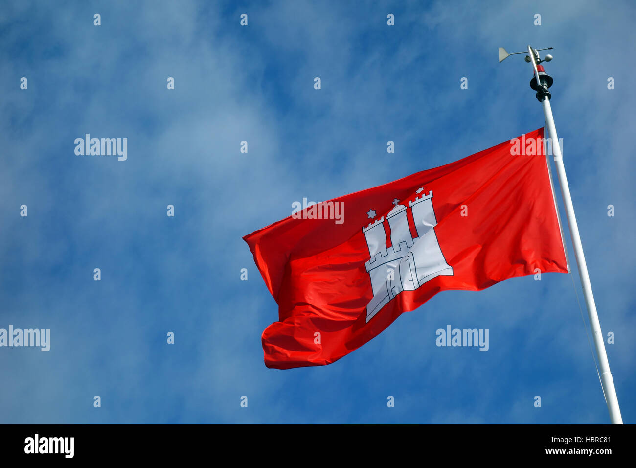 die Flagge von Hamburg, Deutschland Stockfoto