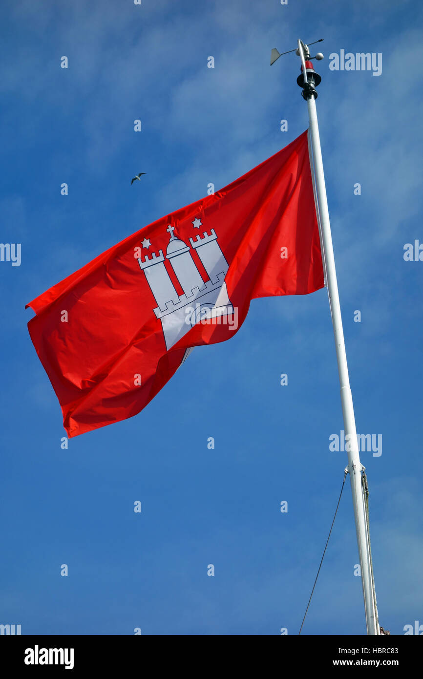 die Flagge von Hamburg, Deutschland Stockfoto
