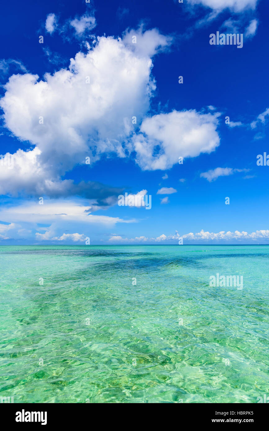 Sandstrand und ruhige blaue Meer Surfen Stockfoto
