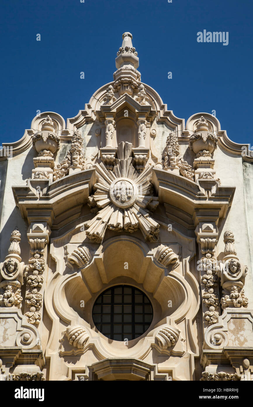 Detail, Casa del Prado, Balboa Park, San Diego, Kalifornien, USA Stockfoto