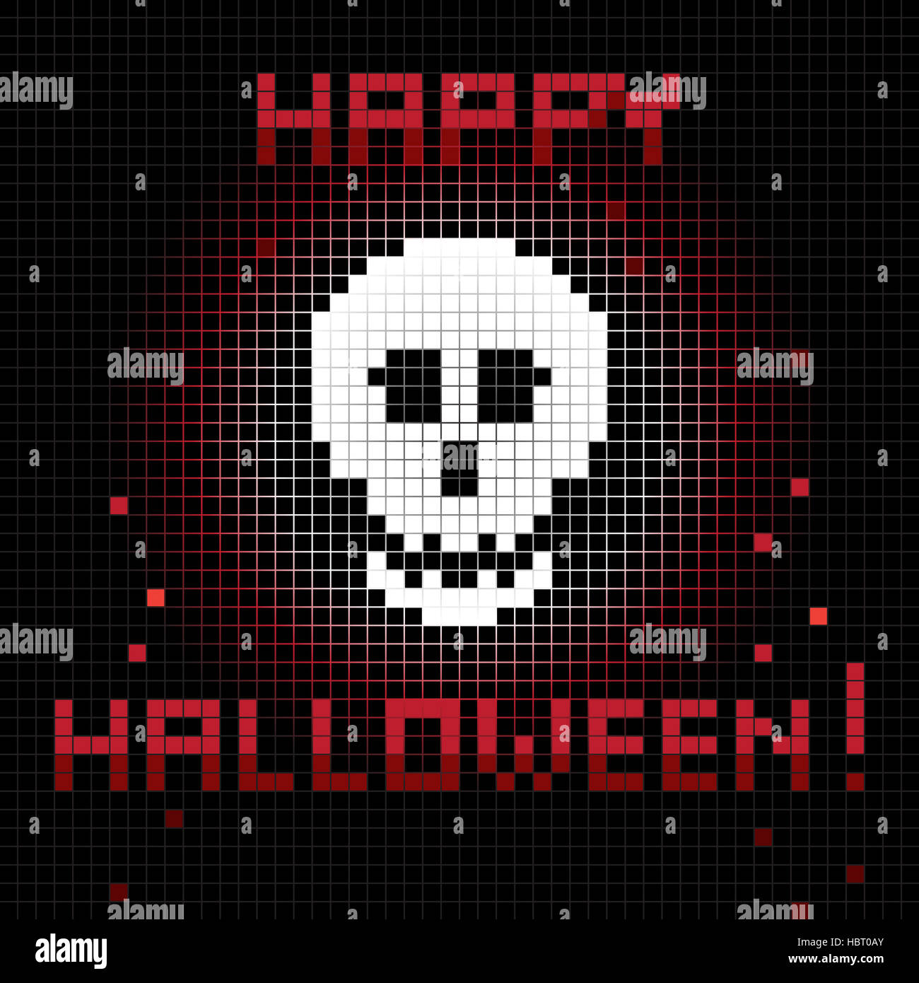 Pixel-Halloween-Schädel Stockfoto