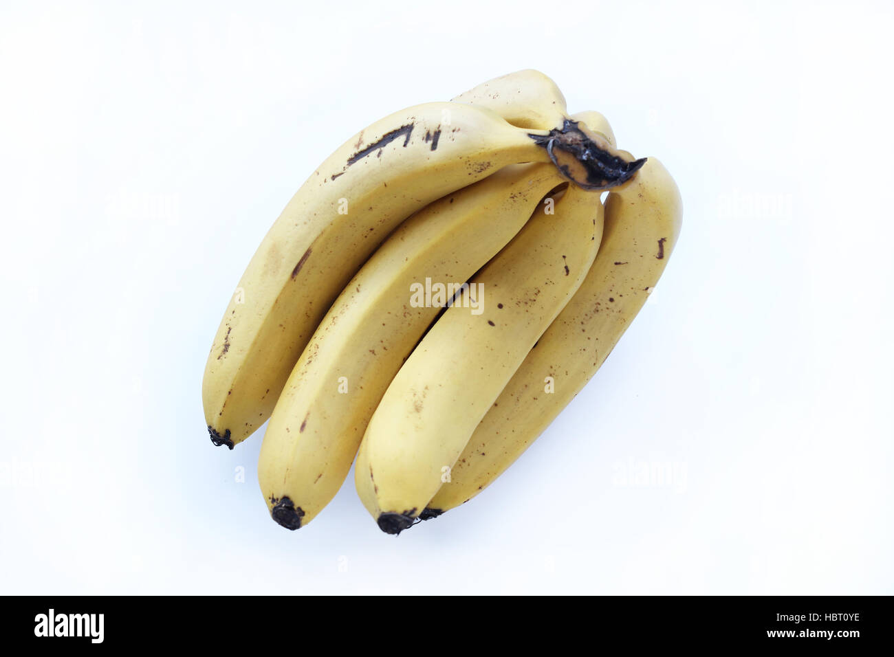 Eine Reihe von Cavendish Banane isoliert auf weißem Hintergrund Stockfoto