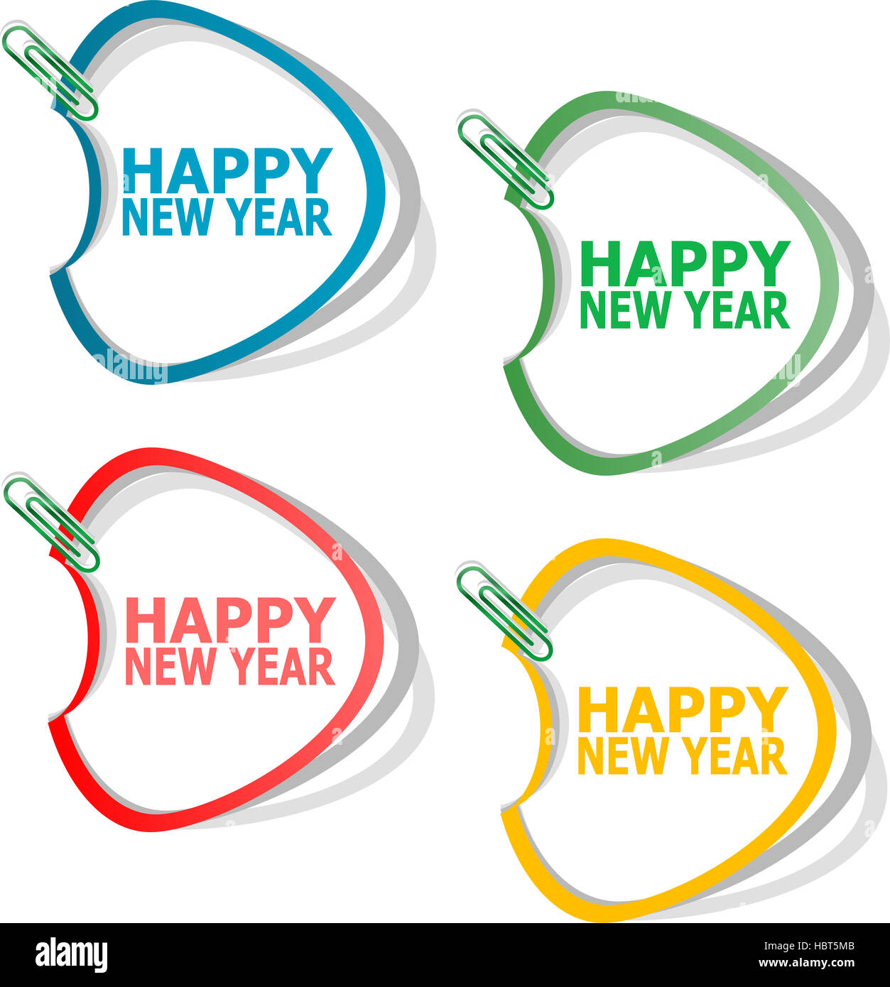 Frohes neues Jahr-Aufkleber. Kreativkonzept Hintergrund für Web- und Mobile-Anwendungen, Template-Design, Urlaub Infografik Seite Stockfoto