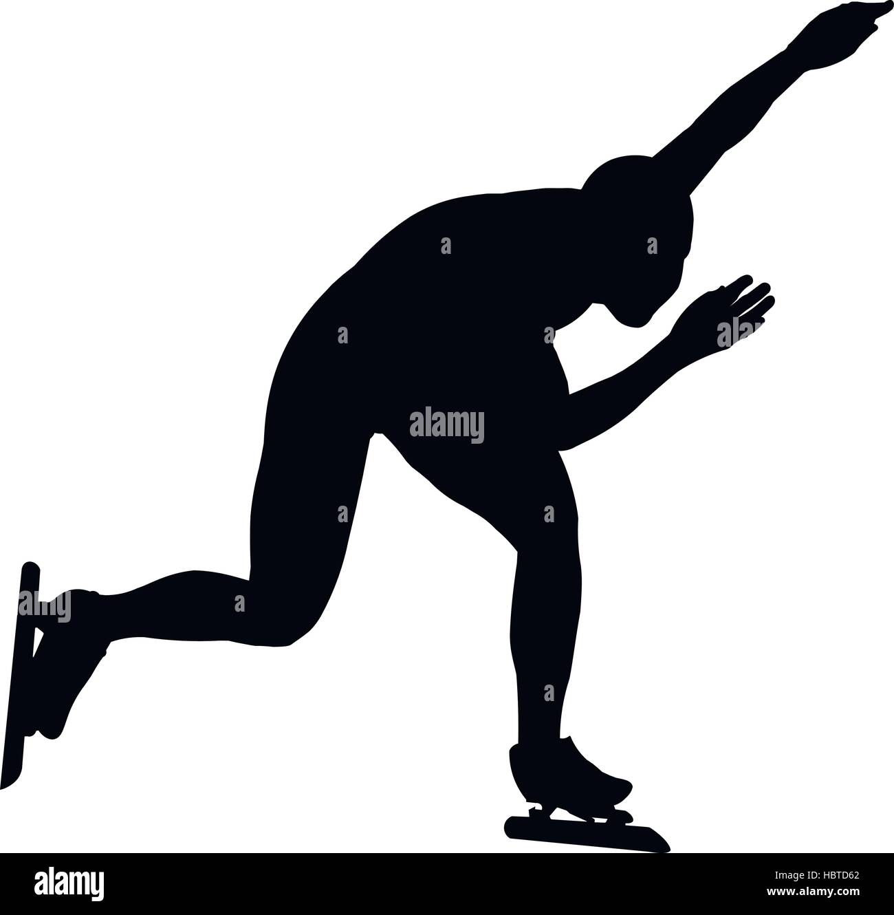 Frau Speedskater schwarze Silhouette Vektor Illustration Stock Vektor