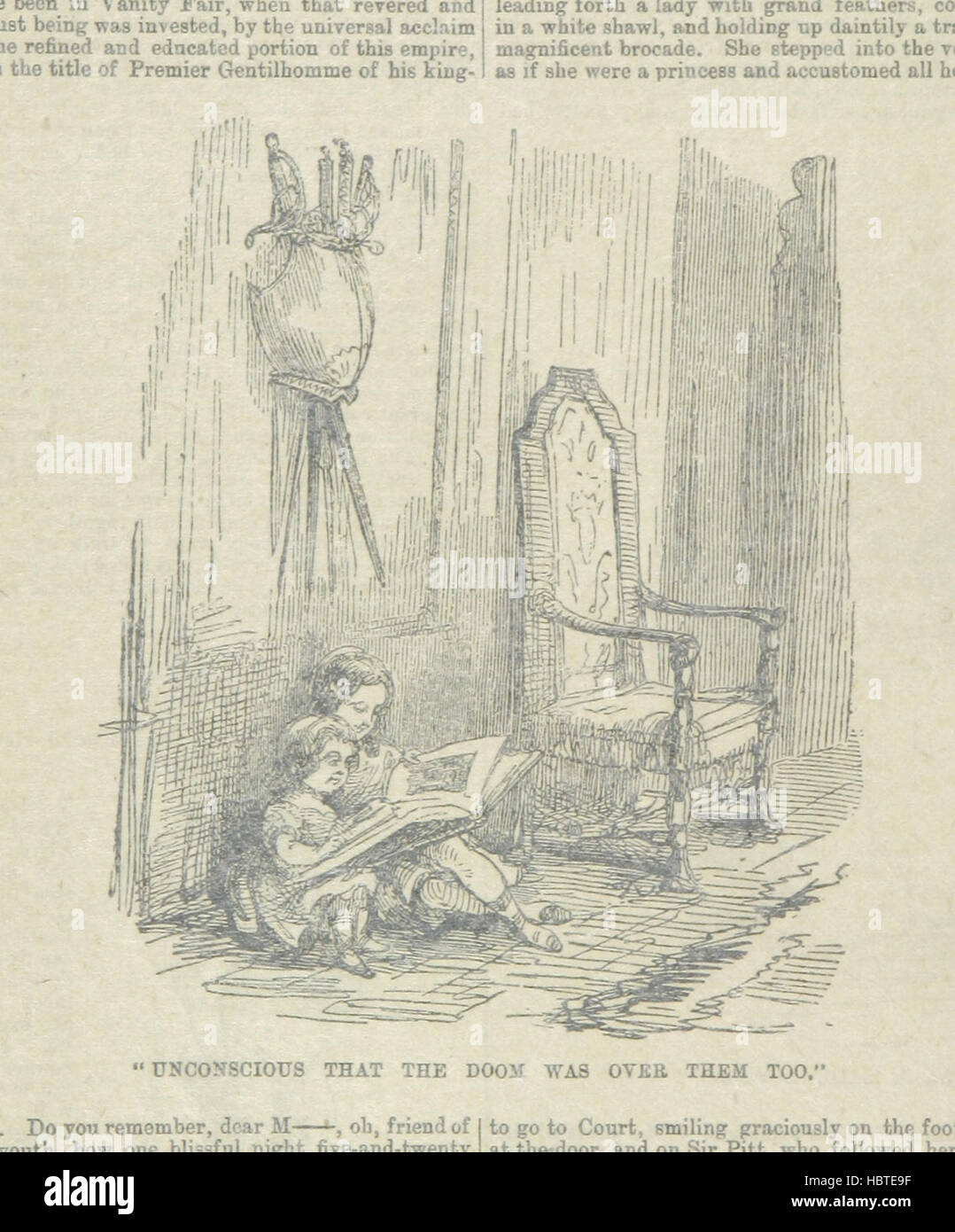 Dieses Bild von Seite 34 zeigt Werke aus Dicks' English Library, die Romane und Geschichten zeigen, mit Illustrationen, die Charaktere, Vertonungen und erzählerische Szenen darstellen. Stockfoto