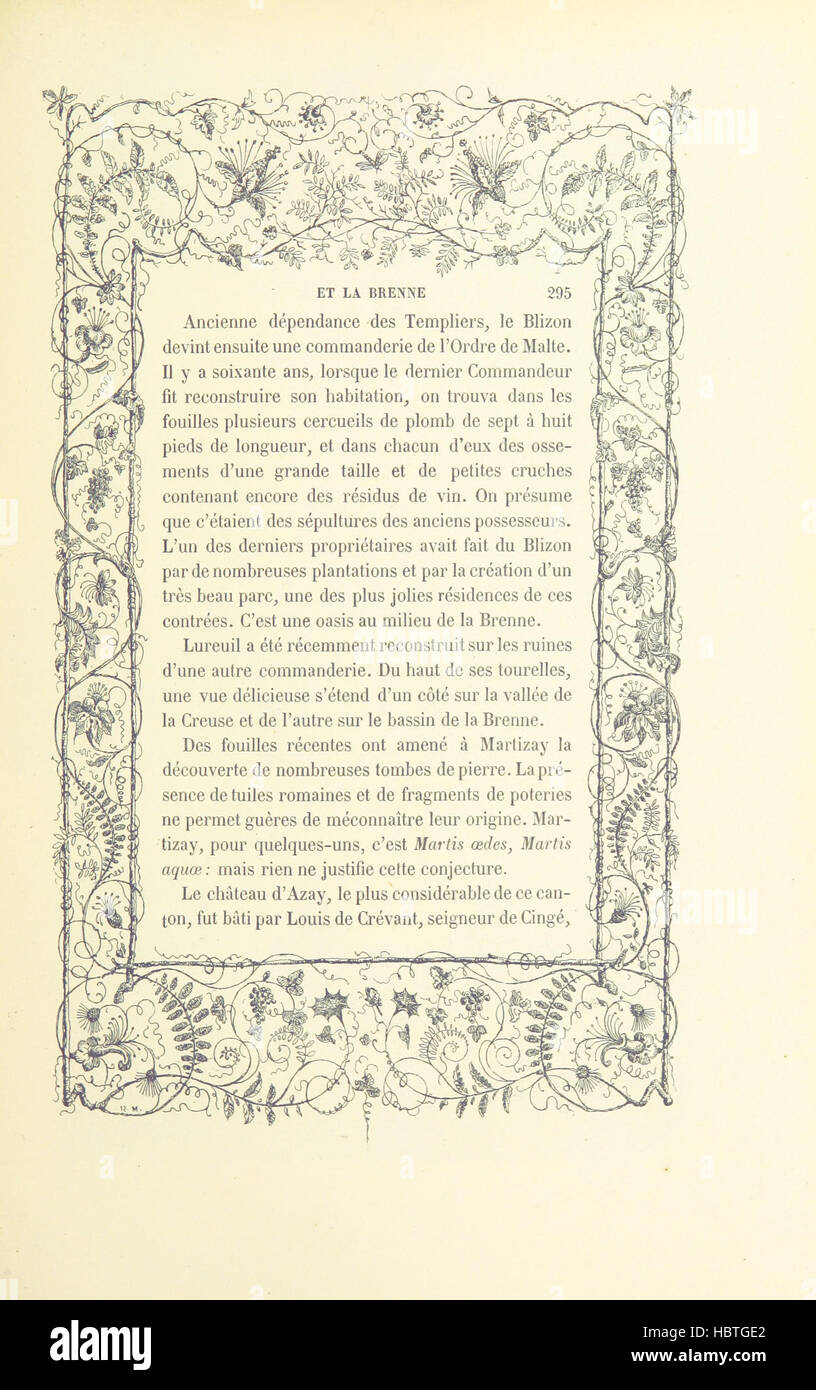 Abbildung Seite 377 entnommen "Esquisses Pittoresques Sur le Département de l'Indre. Texte par MM. De La Tramblais, De La Villegille, et J. de Vorys. Dessins par I. Meyer "Bild entnommen Seite 377 von" Esquisses Pittoresques Sur le Stockfoto