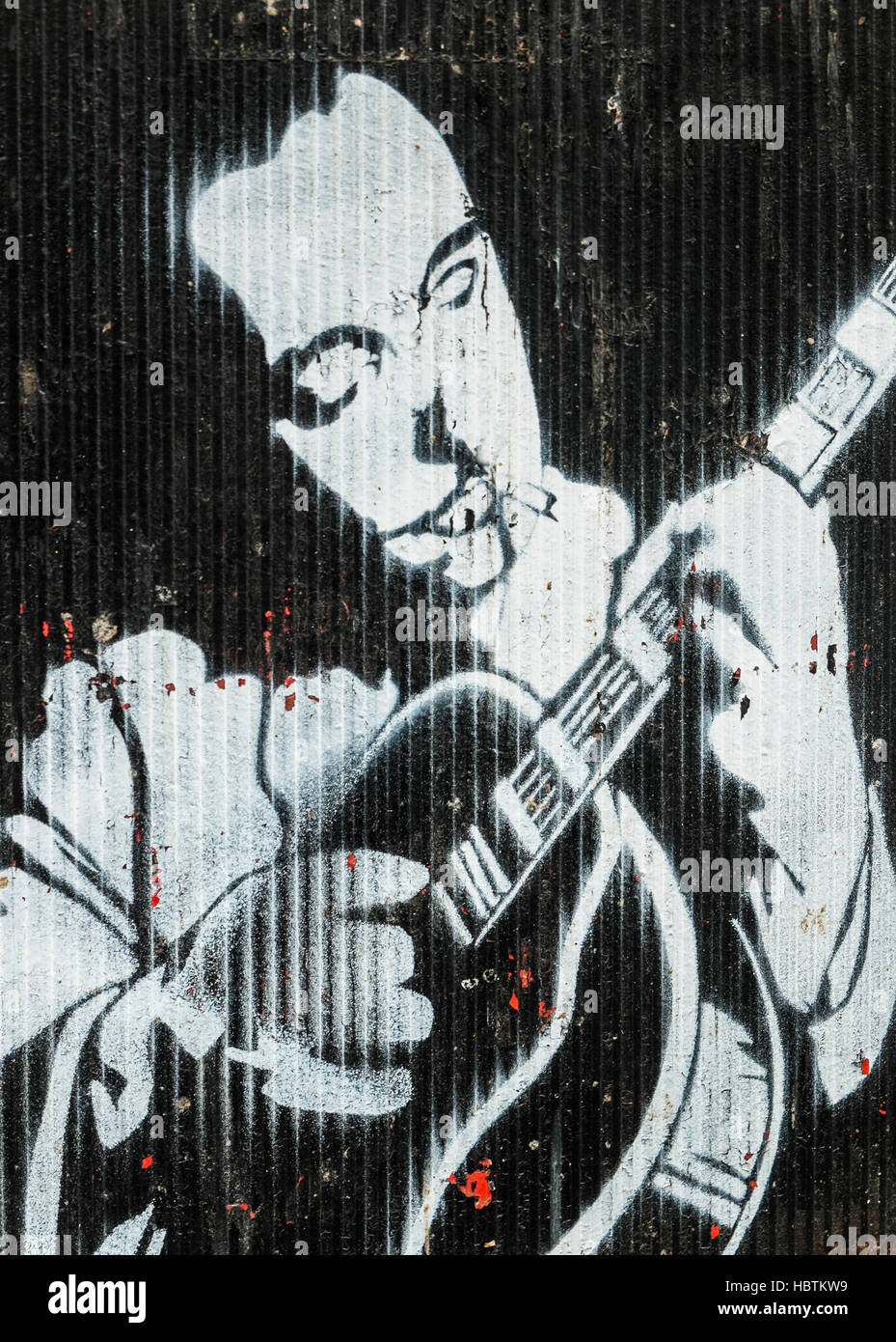 Schablone Graffito Porträt von Django Reinhardt Stockfoto