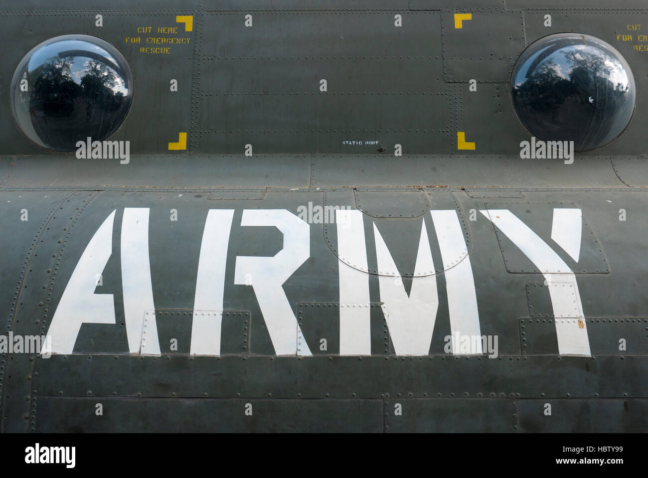 US Armee-Hubschrauber mit den Buchstaben Armee in Ho Chi Minh Stockfoto