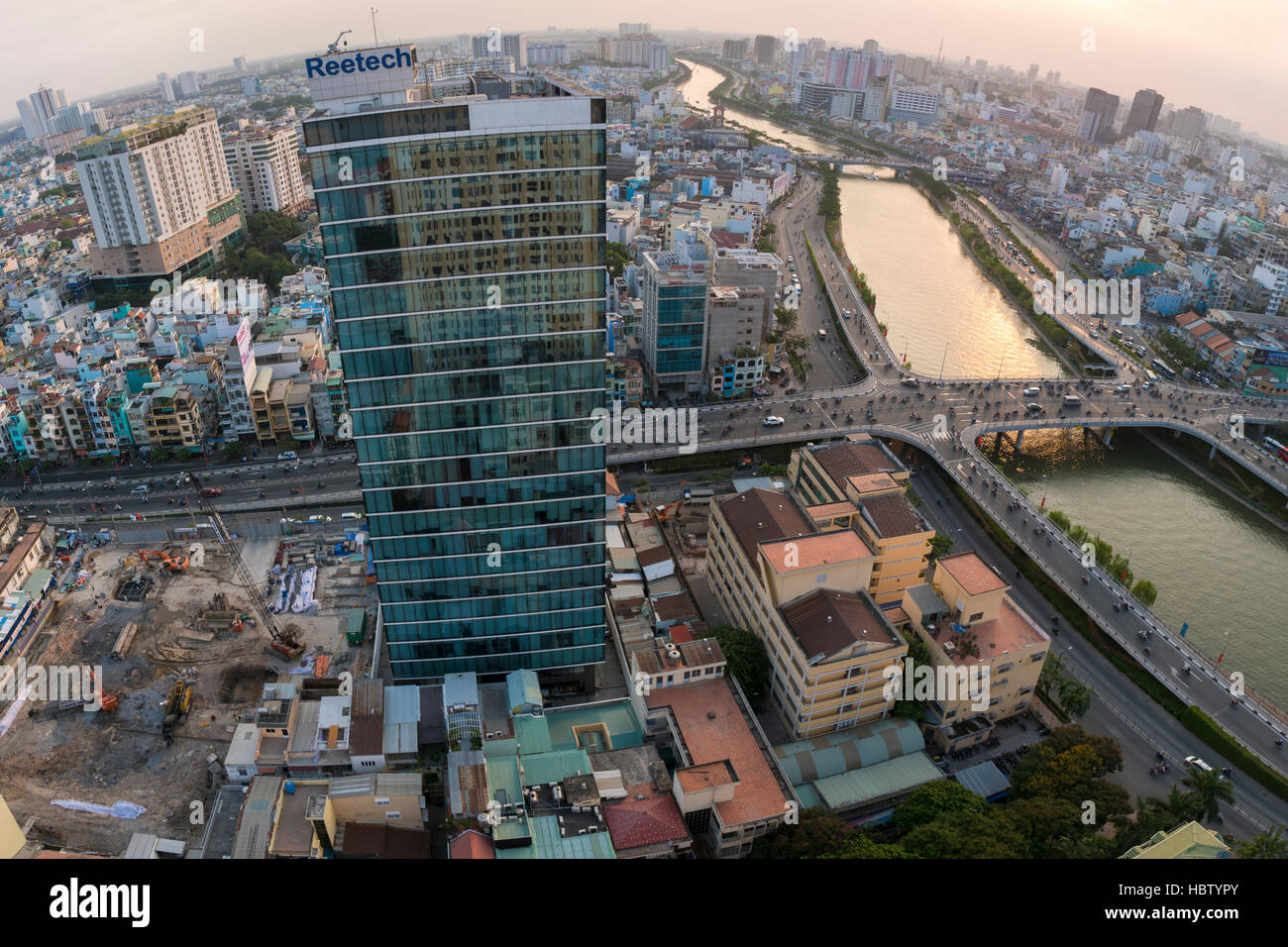 Ho-Chi-Minh-Stadt Luftbild im Laufe des Tages mit Wohnhäusern. VIetnam Stockfoto