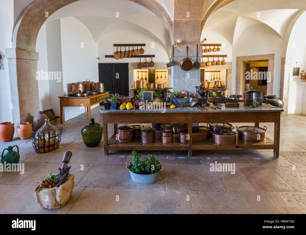 Küche in Pena-Palast - Sintra Portugal Stockfoto