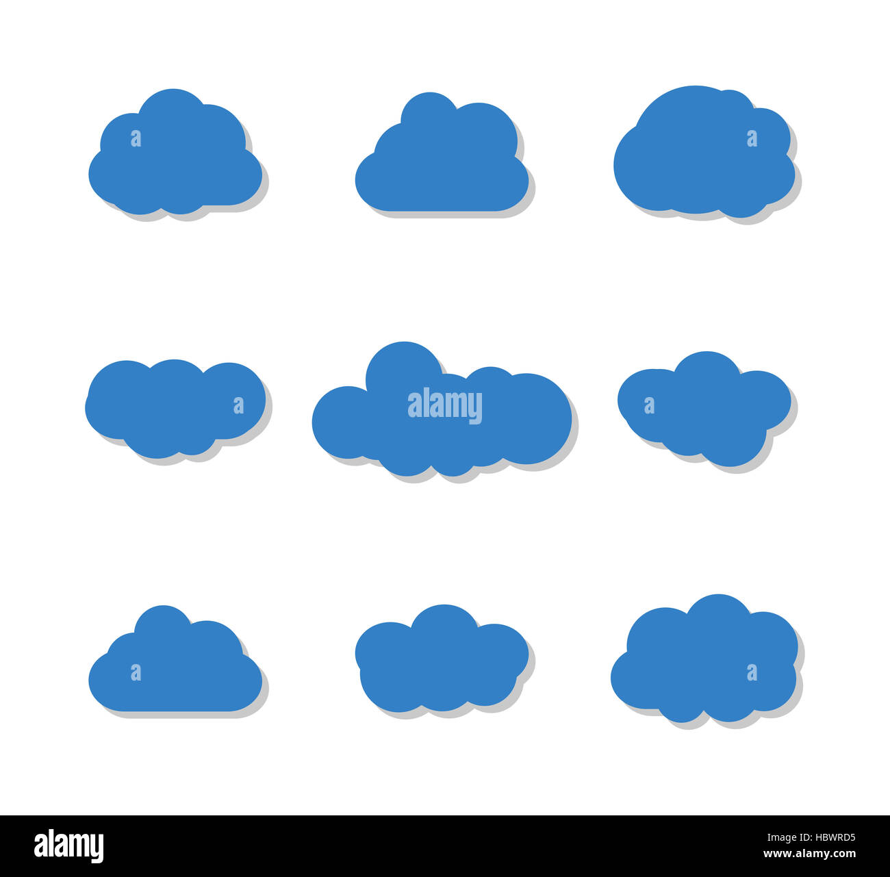 Wolken Sammlung isoliert auf weißem Stockfoto