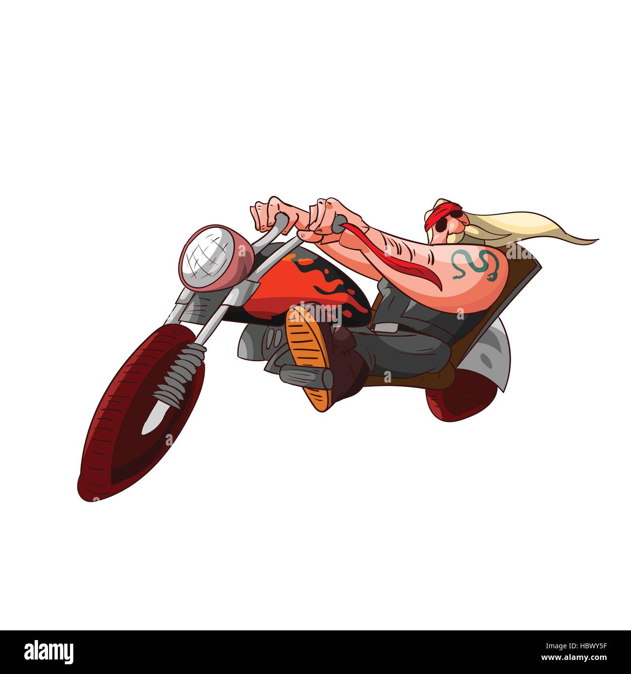 Colorufl Vektor-Illustration Karikatur Rocker, Biker oder Bande Mitglied Stock Vektor