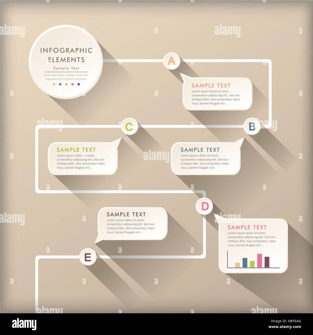 Vektor-abstrakte flache Flussdiagramm Infografik Designelemente Stock Vektor