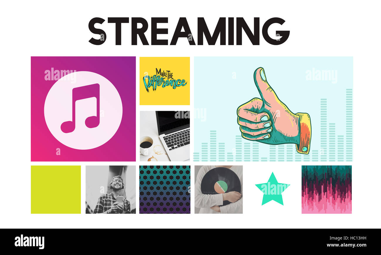 Media Player Audio-Entertainment-Streaming-Konzept Stockfoto