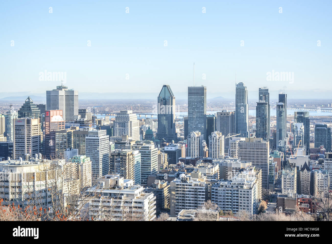 Skyline von Montreal im Winter, Kanada Stockfoto