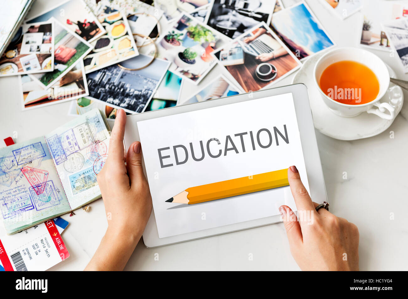 Ausbildung Bleistift Grafik lernen Online-Studienkonzept Stockfoto Ausbildung Bleistift Grafik lernen Online-Studienkonzept Stockfoto
