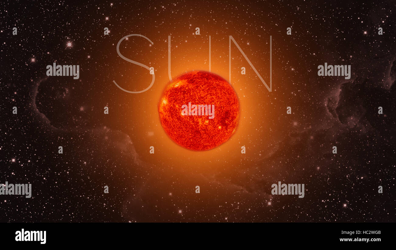 Sonnensystem - Sonne. Es ist der Stern im Zentrum des Sonnensystems. Sonne ist ein G-Typ-Hauptreihenstern. Stockfoto