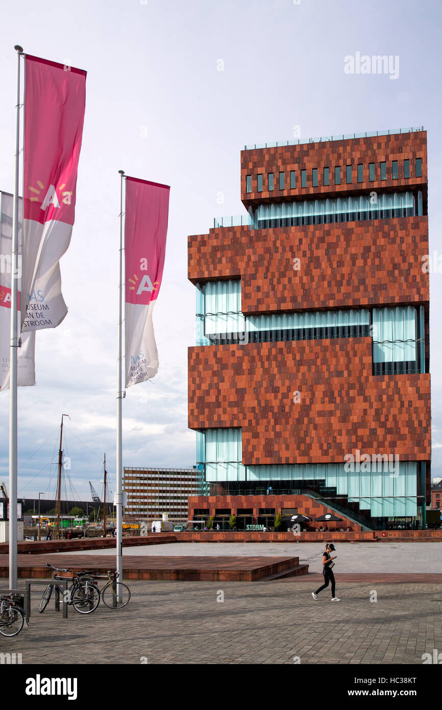 Außenseite des Museum Aan de Stroom, Antwerpen, Belgien, Europa Stockfoto