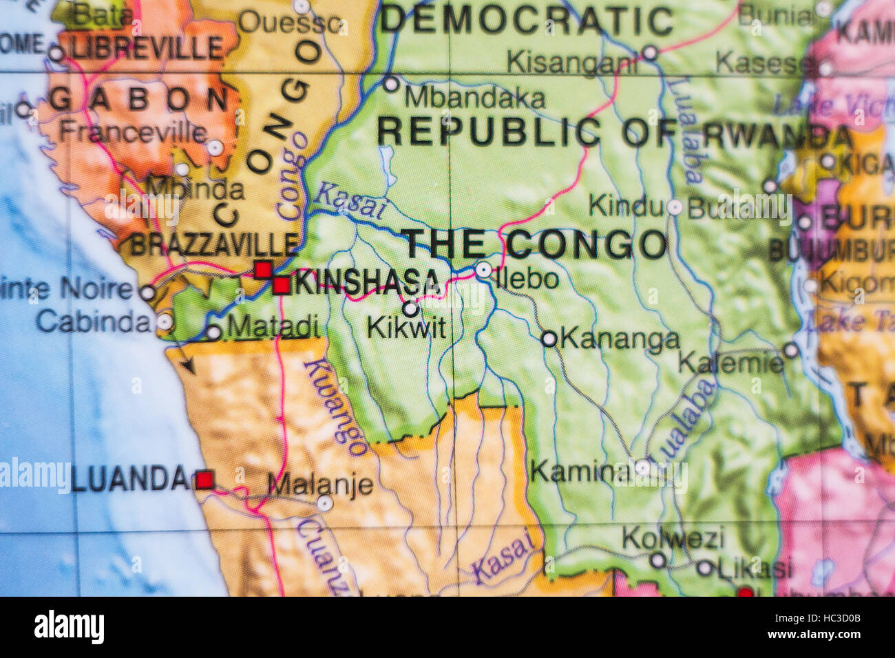 Hauptstadt Der Demokratischen Republik Kongo Foto von einer Karte der Demokratischen Republik Kongo und der