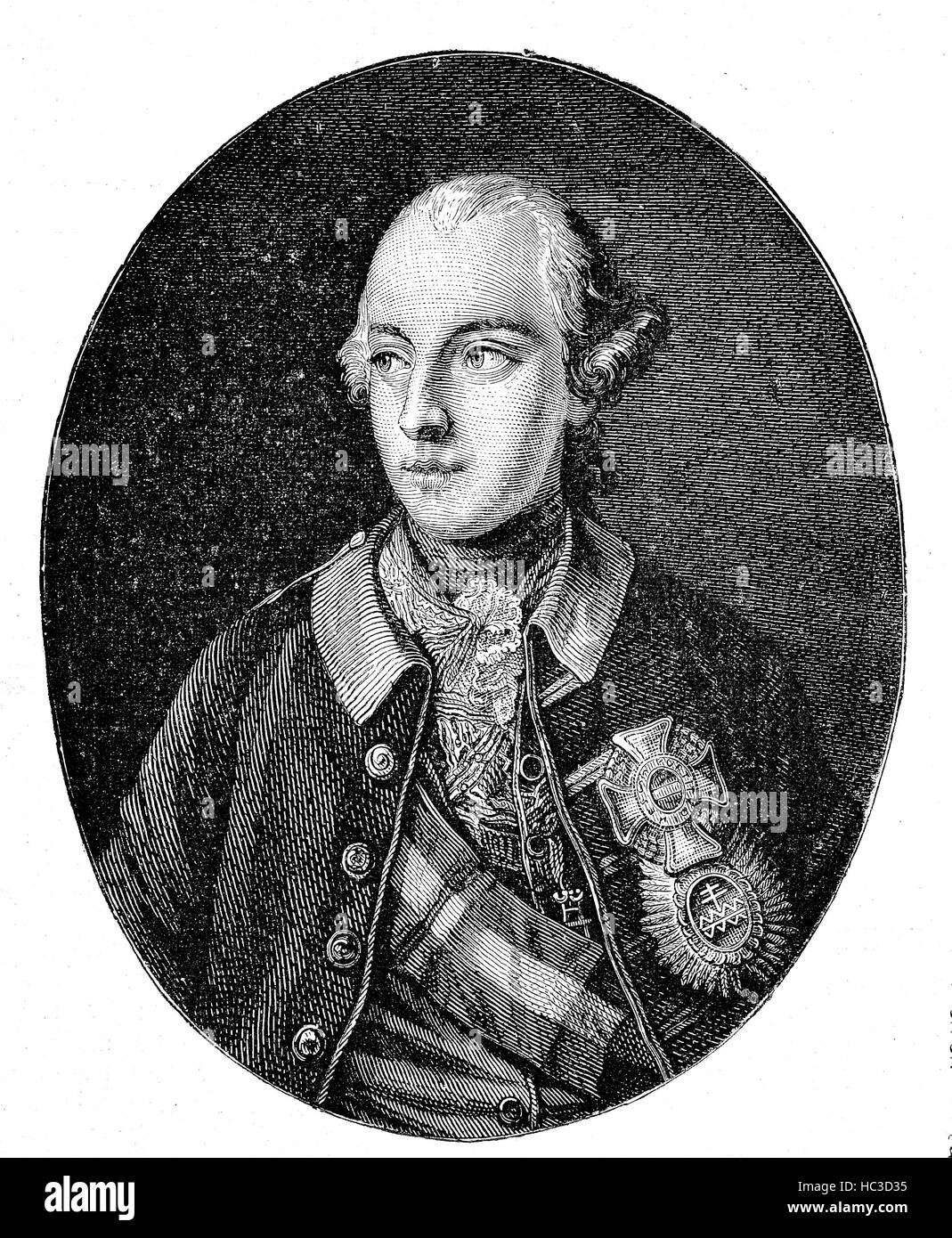 Joseph II., Joseph Benedikt Anton Michael Adam, wurde 1741-1790, Heiliger römischer Kaiser von 1765 bis 1790, historische Illustration, Holzschnitt, 1890 Stockfoto