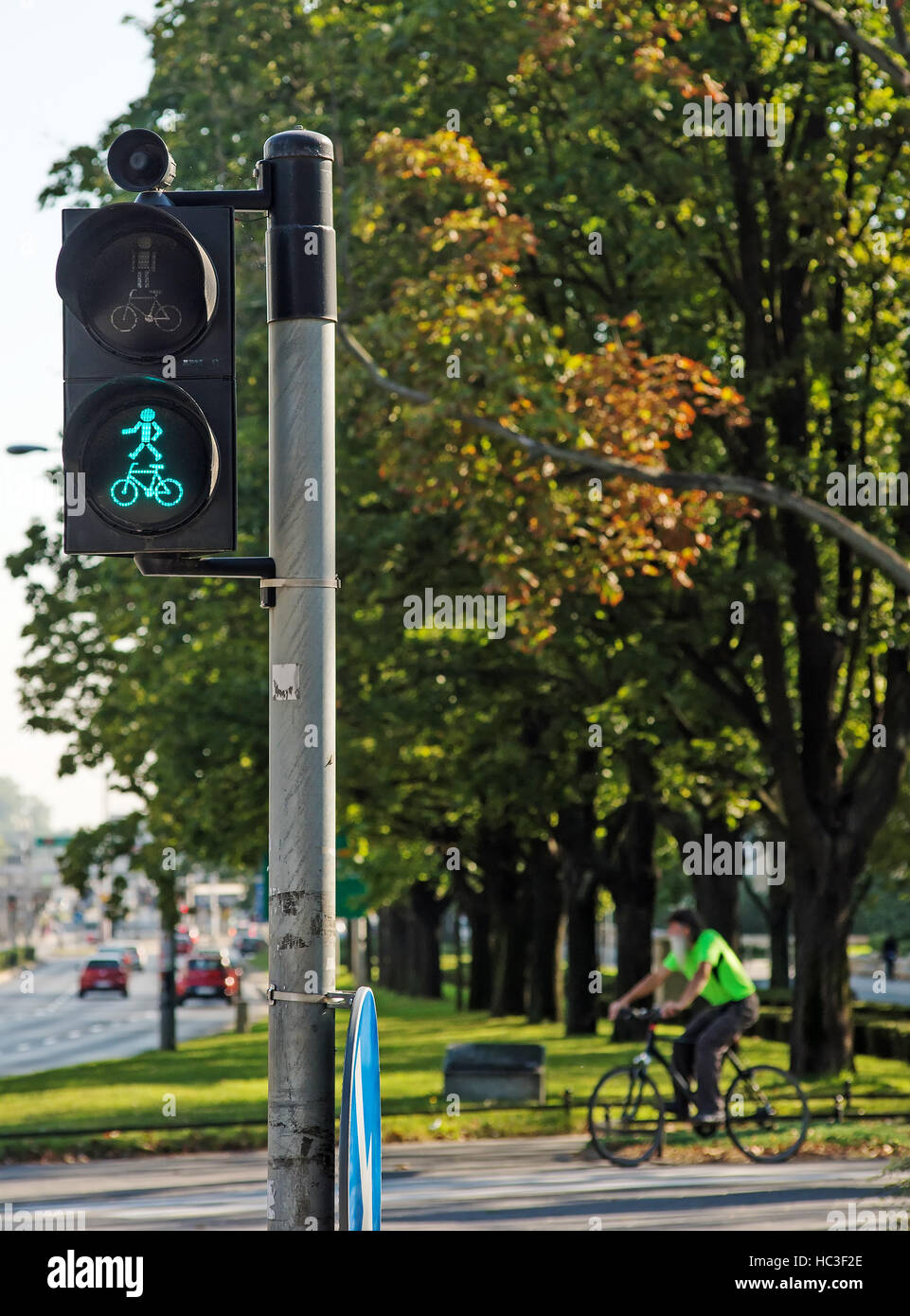 Ampeln für Radfahrer in Osteuropa. Wroclaw, Polen Stockfoto