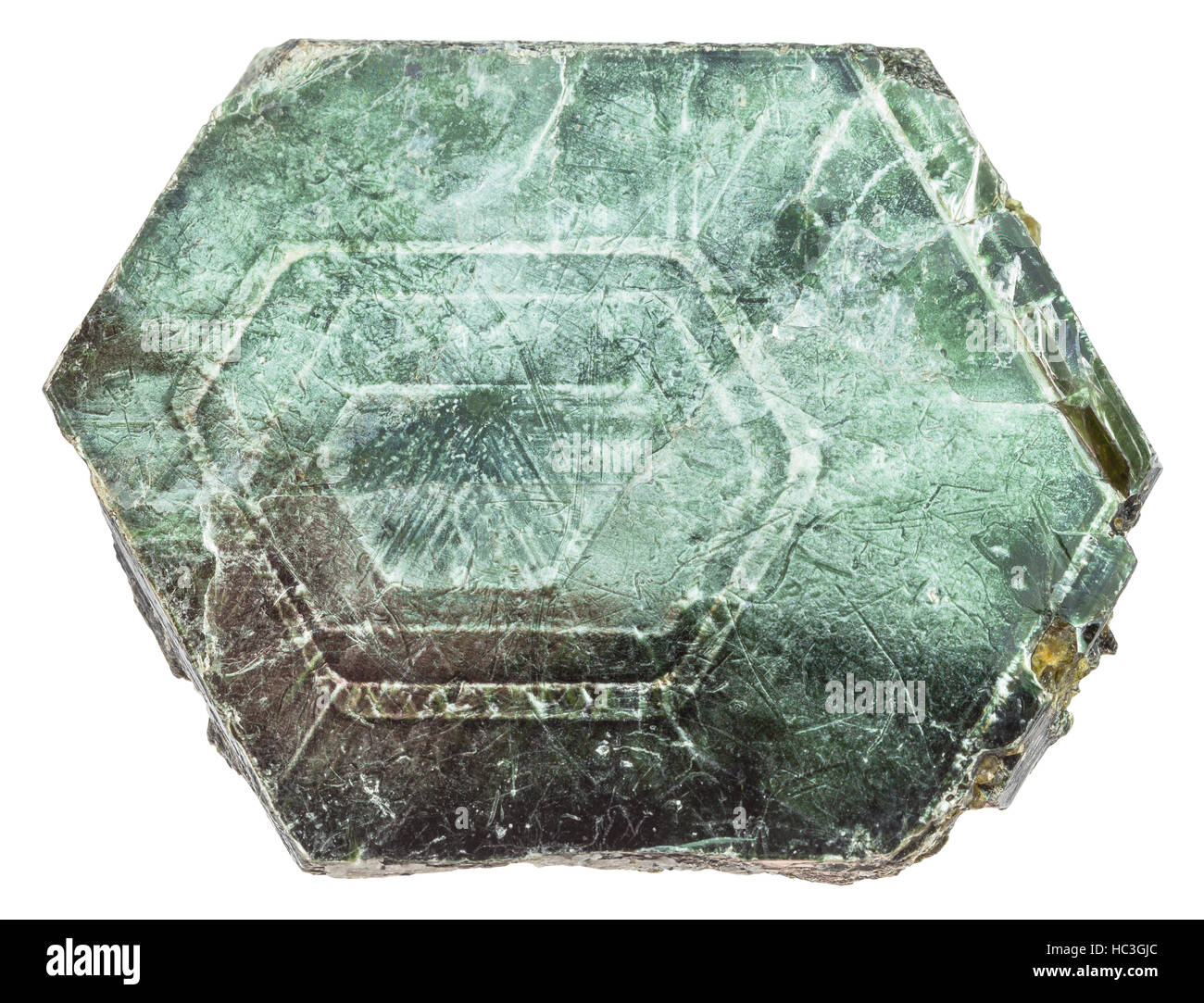 Makroaufnahmen der Probe der natürlichen Mineral - Stück Phlogopit (Magnesium Glimmer) Stein isoliert auf weißem Hintergrund Stockfoto