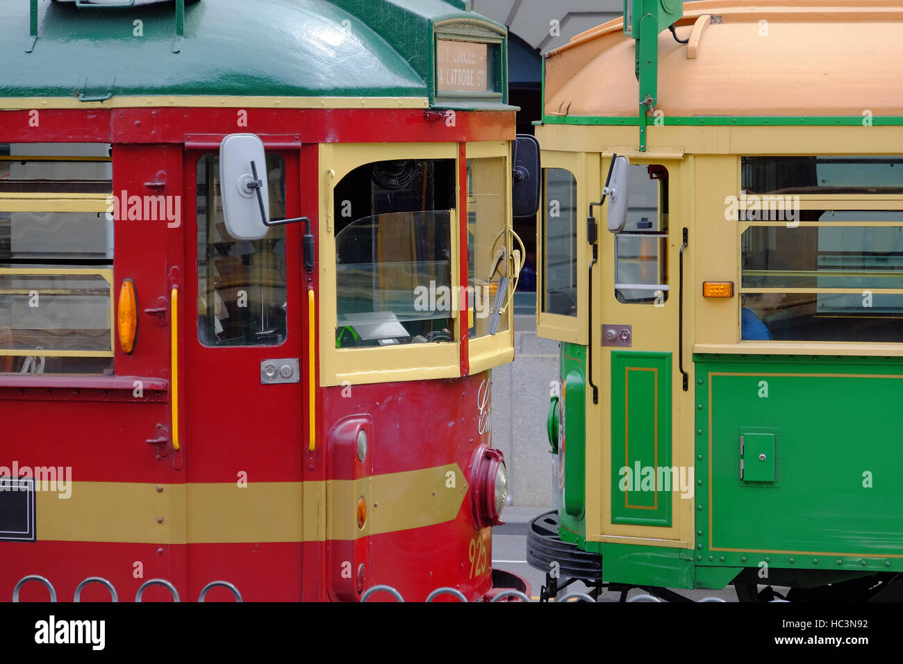 Von Melbourne, historische Straßenbahn, die läuft ein Rundweg um die Innenstadt. Melbourne, Victoria, Australien Stockfoto