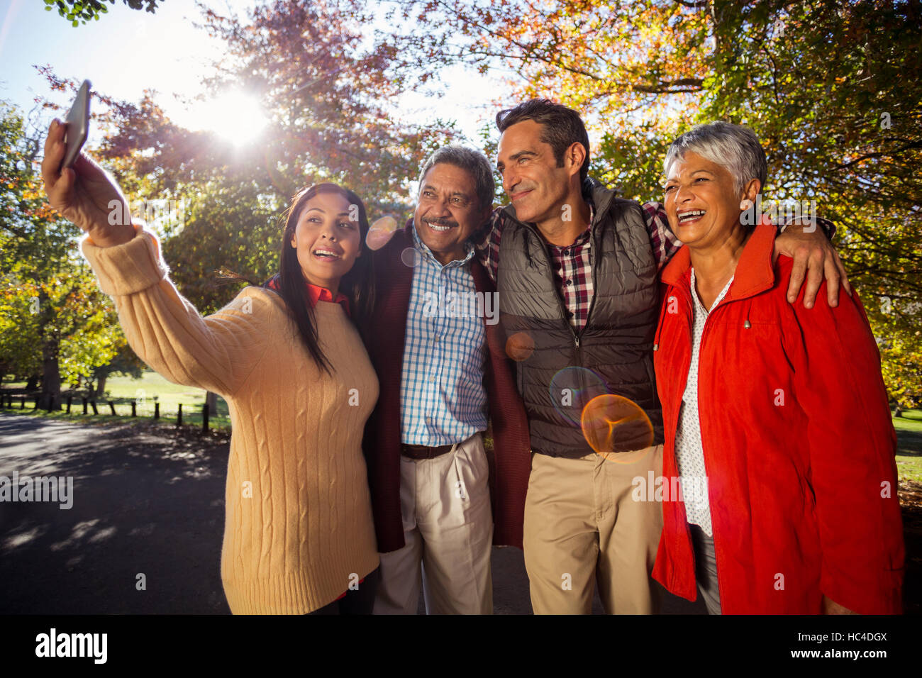Glückliche Familie selfie Stockfoto