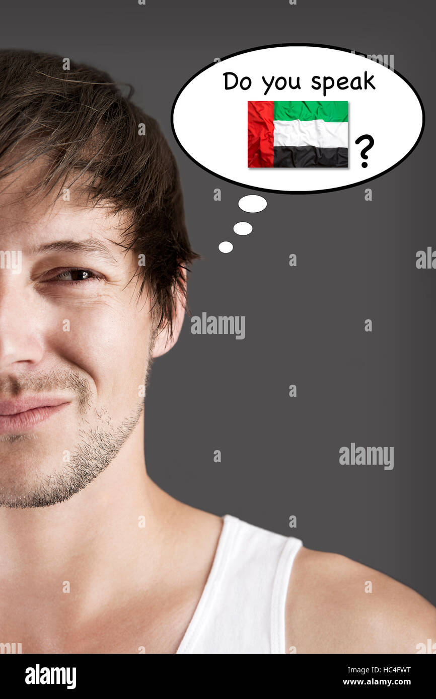 Sprichst hübsche Studentin, du Arabisch? Stockfoto