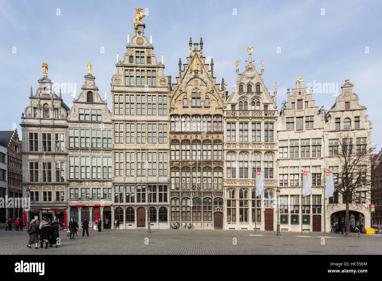Belgien, Antwerpen, Grote Markt - Zunfthäuser Stockfoto