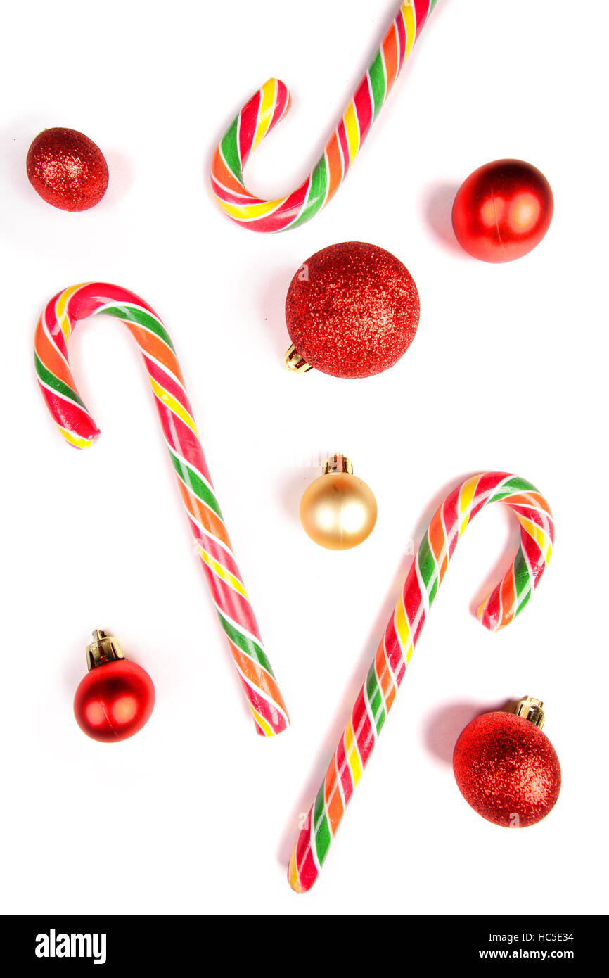 Weihnachten Zuckerstangen auf weißem Hintergrund Stockfoto