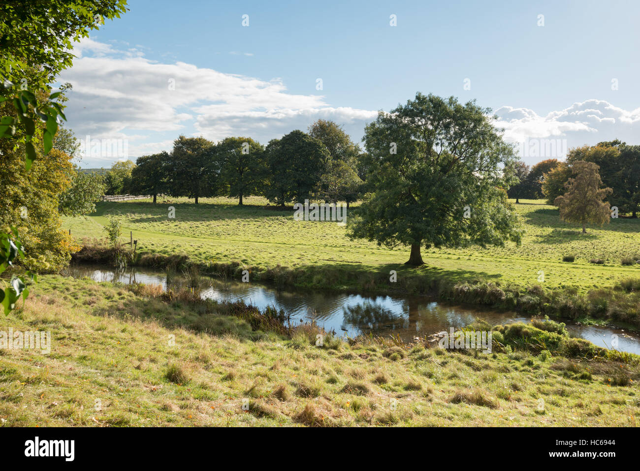 Der Fluss Avon und Charlecote Park, Warwickshire, England UK Stockfoto