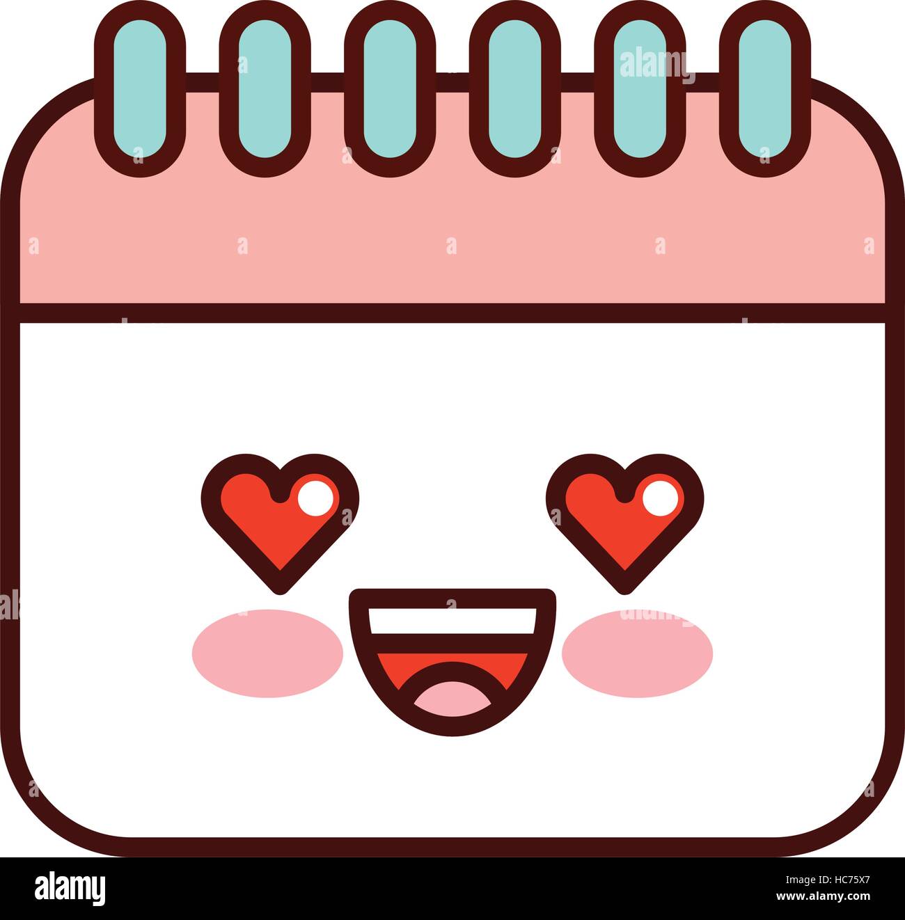 Kalender Erinnerung Kawaii Stil isoliert Symbol Vektor-Illustration