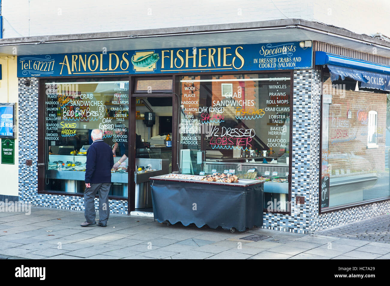 Arnolds Fischerei-Shop in Bridlington Stockfoto