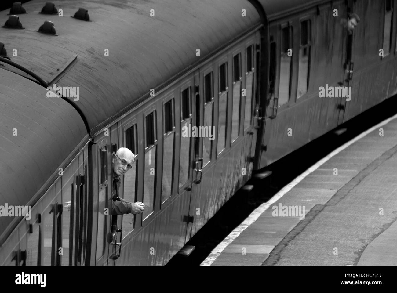 Bahnhof verlassen Haworth auf Keighley und Wert Valley Railway Stockfoto