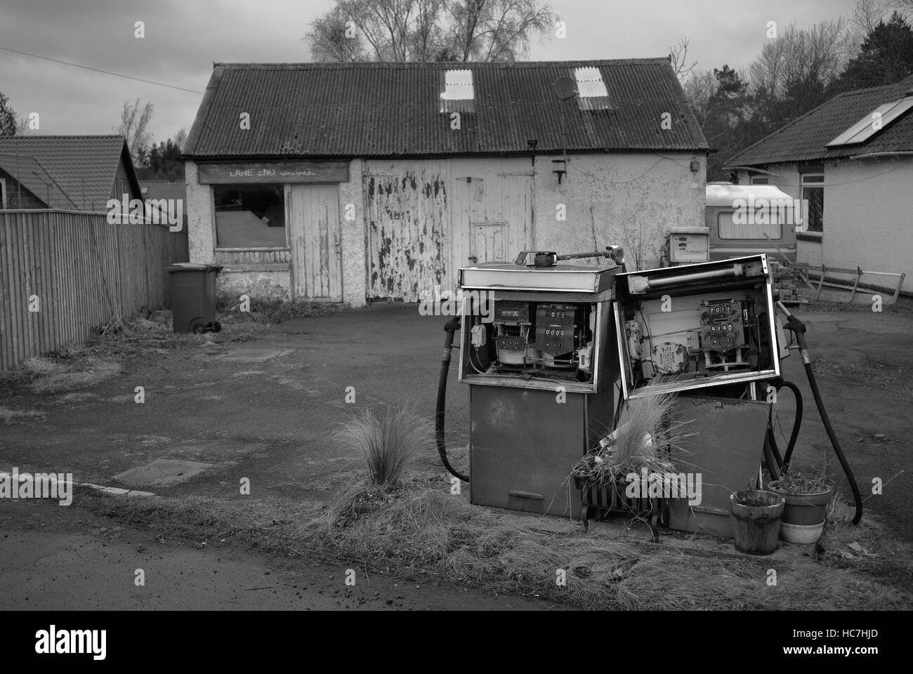 Verlassene Tankstelle, Morpeth, Northumberland Stockfoto