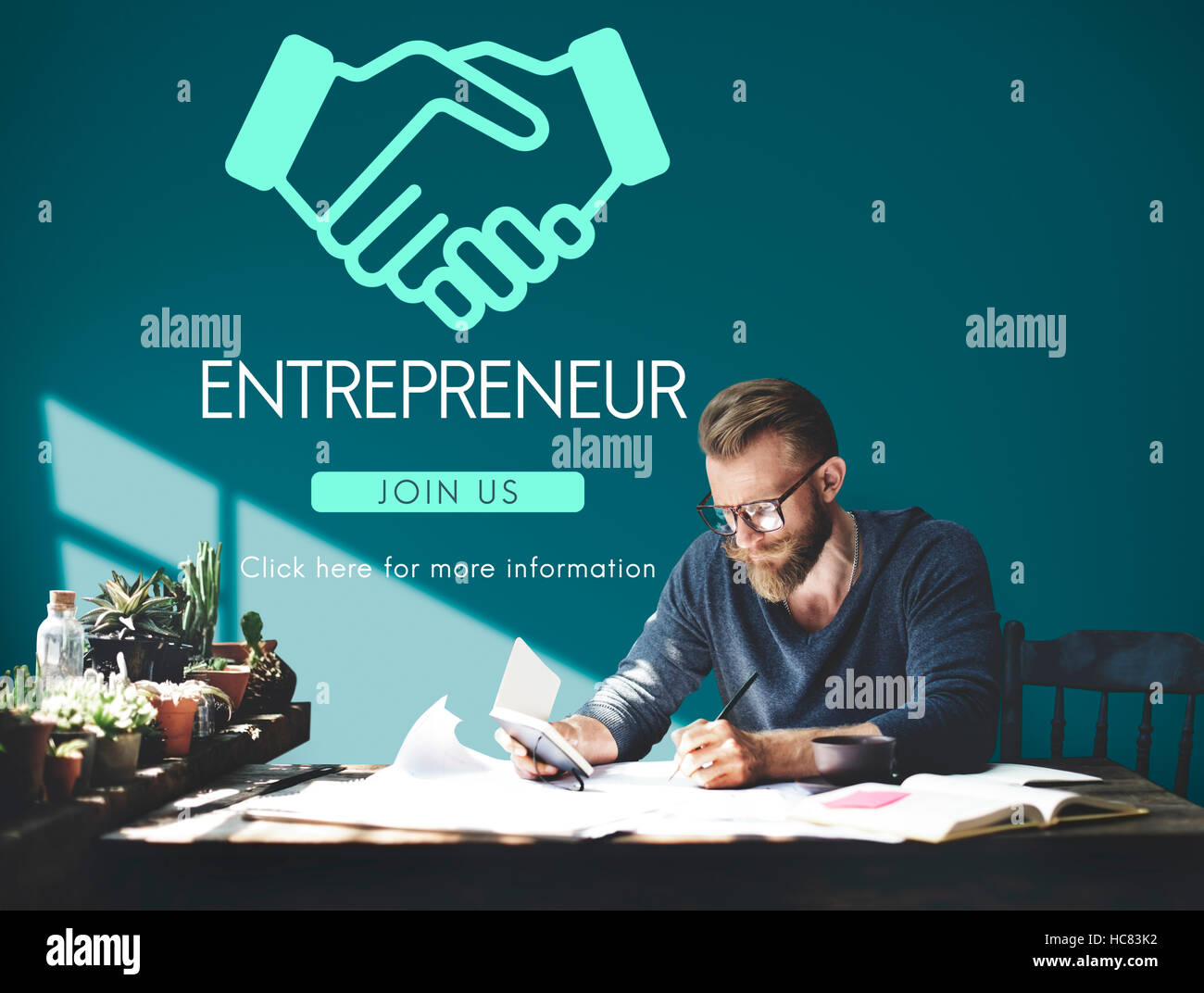Unternehmer Venture Handshake Geschäftsgrafik Stockfoto