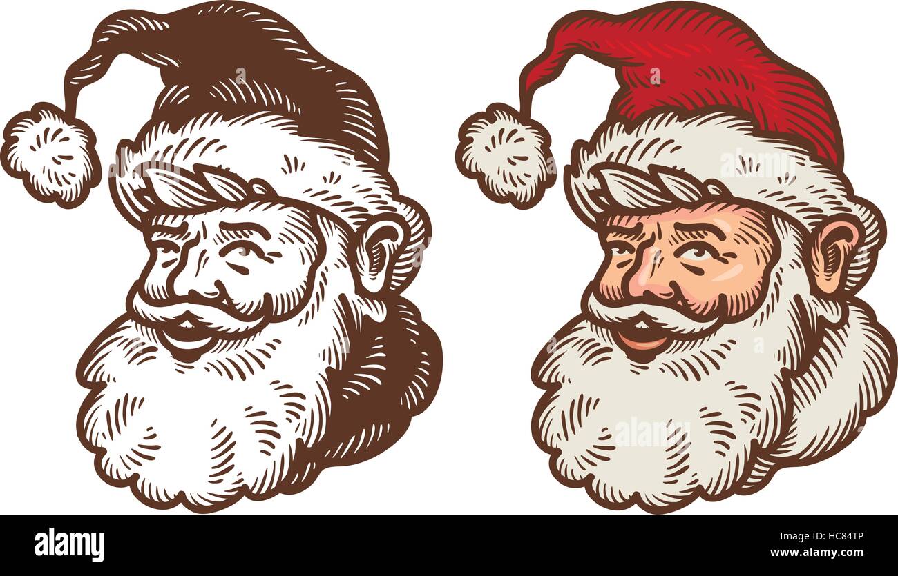 Symbol für Weihnachten. Porträt von lustigen Weihnachtsmann. Cartoon-Vektor-Illustration isoliert auf weißem Hintergrund Stock Vektor