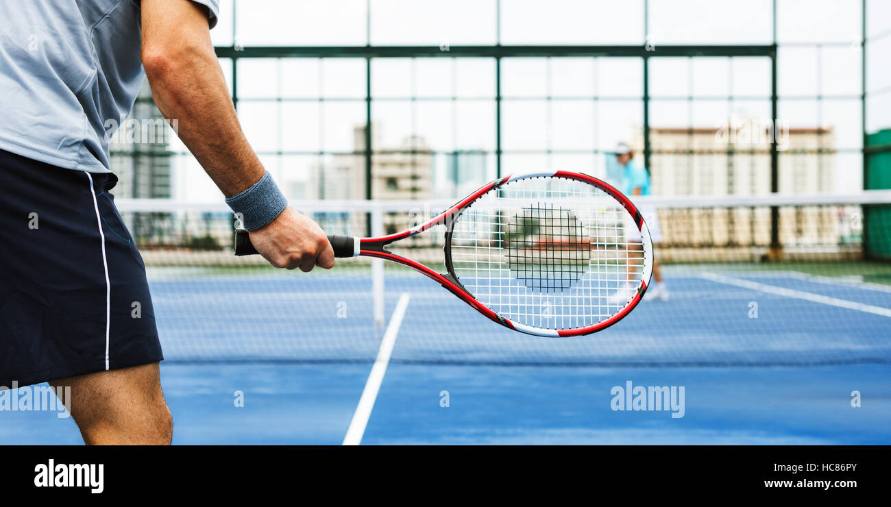 Tennis Player Training Match Spiel Lifestyle-Konzept Stockfoto