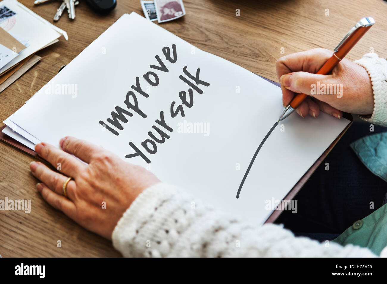 Verbessere dich Effizienz Motivation Konzept Stockfoto