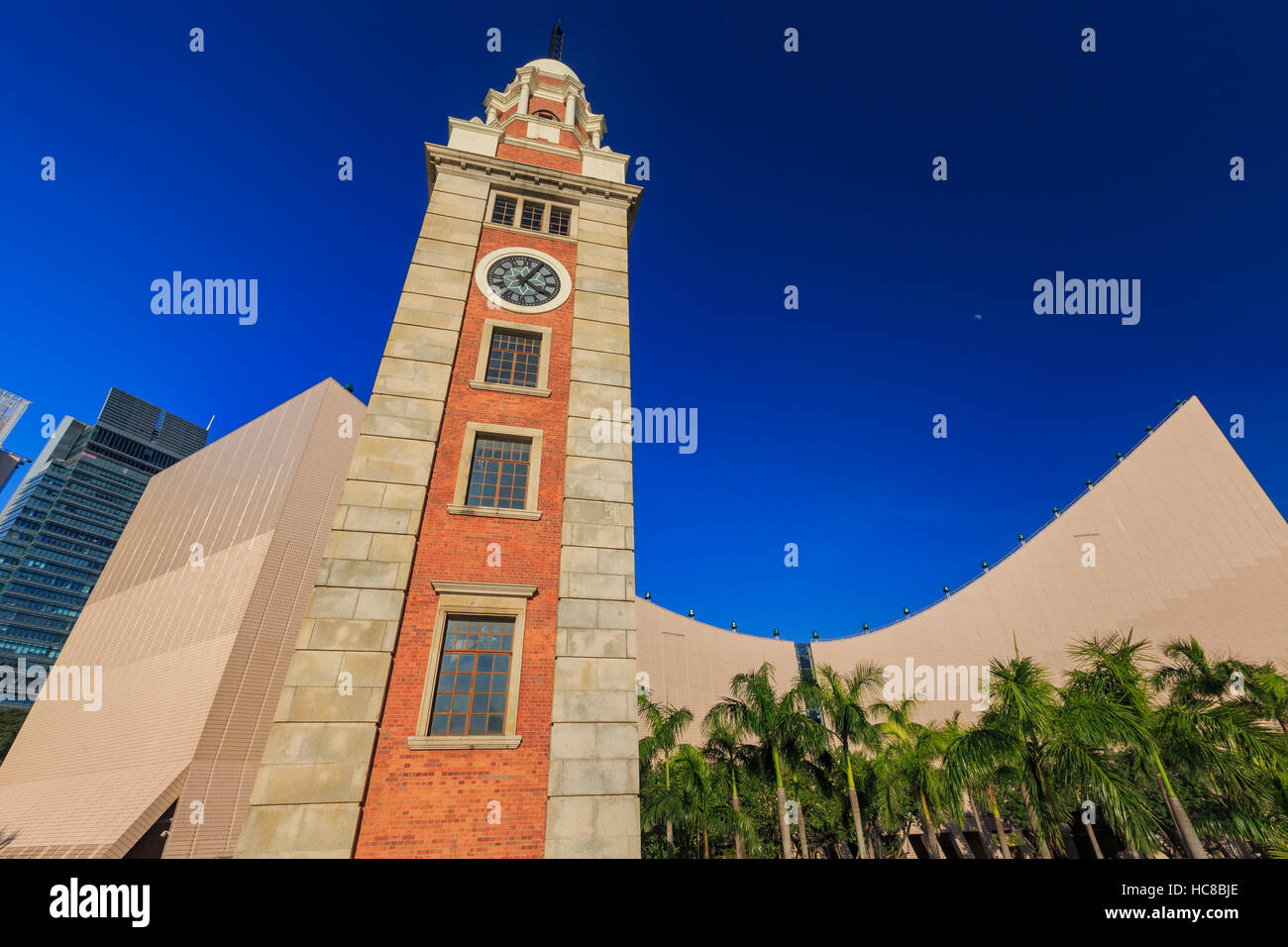 Das historische ehemalige Kowloon-Canton Railway Clock Tower, Hong Kong Stockfoto