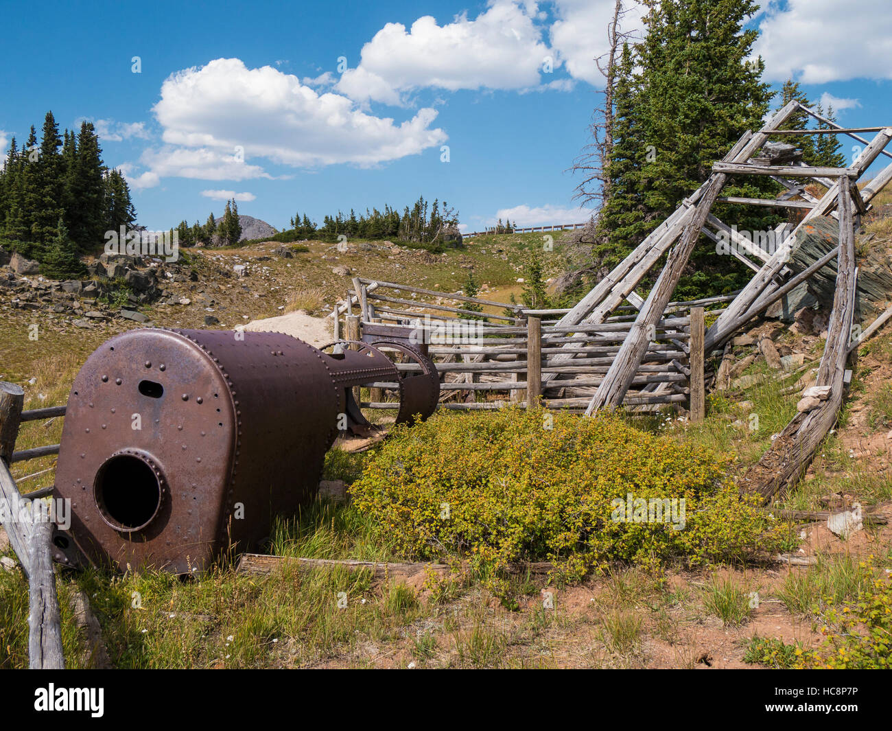 Rote Maske Mine, Snowy Range, Wyoming. Stockfoto